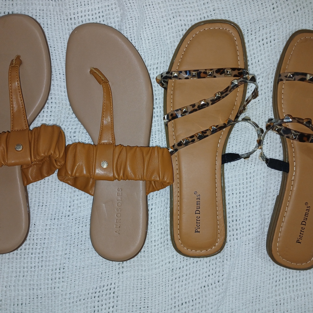 Pierre Dumas Leopard And Aersole Tan  Women's Sandals Lot Of 2.